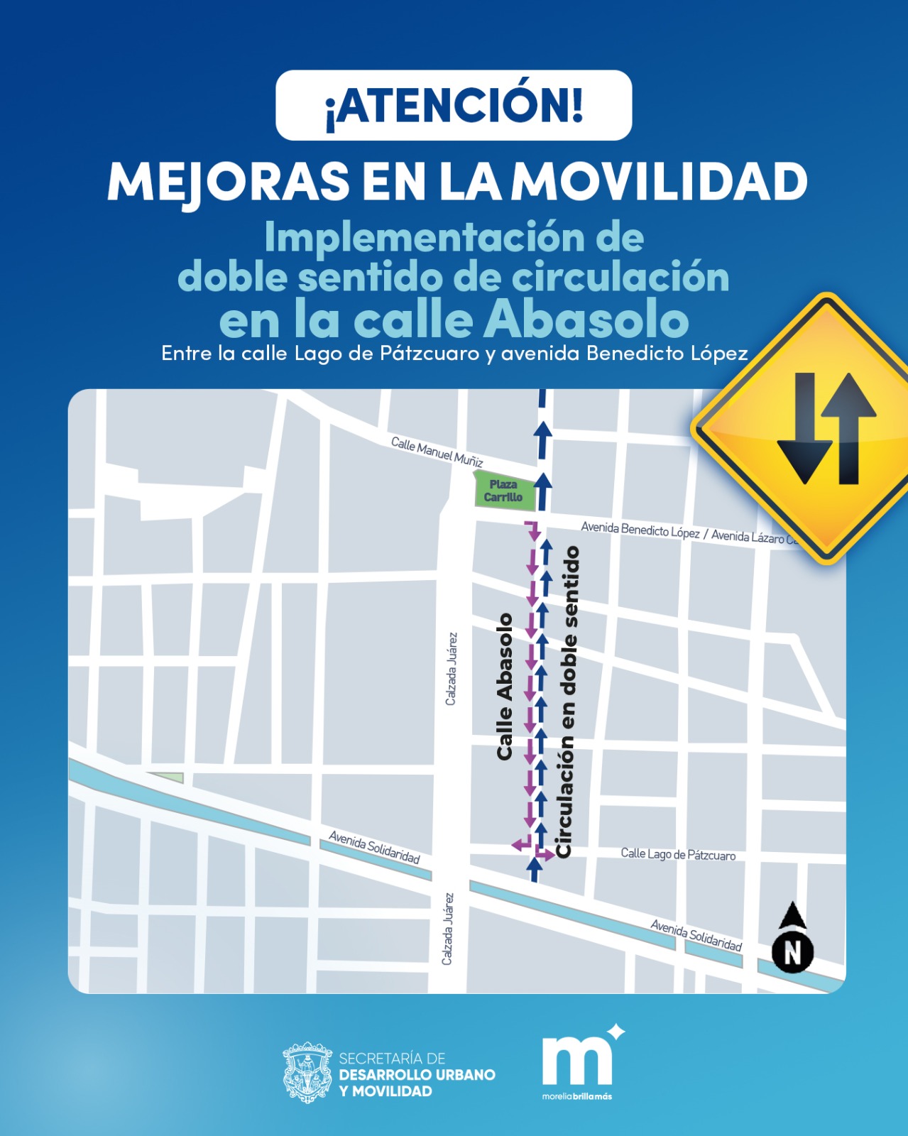 Gobierno de Morelia implementará cambios de sentido para mejorar movilidad en calle Abasolo
