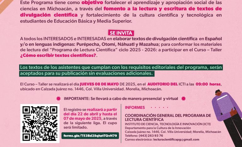 ICTI invita a escribir ciencia para jóvenes lectores, dentro del Programa de Lectura Científica