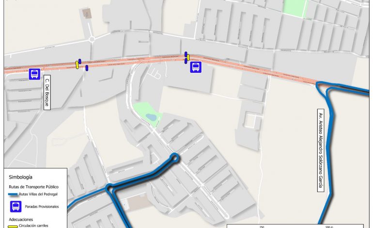 Se activarán rutas alternas de transporte por cierre en puente de Villas del Pedregal.