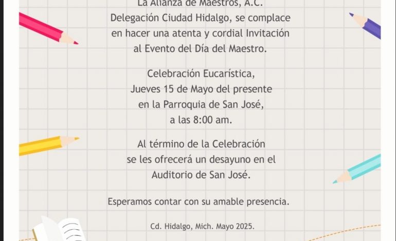 La Alianza de Maestros, A.C. Celebrará con Gratitud el Día del Maestro