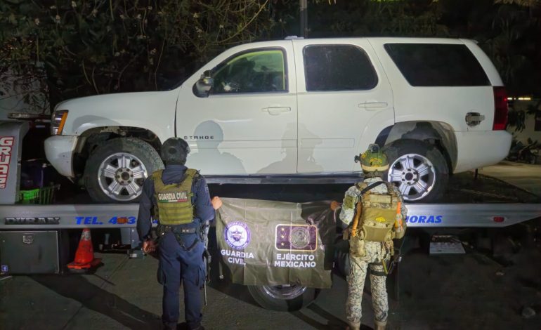 SSP y Defensa aseguran vehículo blindado y municiones en Buenavista