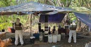 Elementos del Ejército Mexicano localizaron y desmantelaron un mega-narcolaboratorio en el municipio de Tepalcatepec