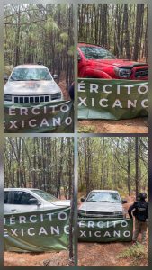 Cuatro vehículos de la delincuencia organizada asegurados en Tuzantla.<br>