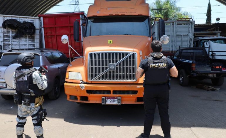 En cateo, asegura FGE taller de soldadura relacionado en conductas ilícitas y recupera un tractocamión y autopartes