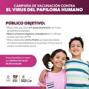 SSM vacuna contra el VPH a niñas y niños durante Semana Nacional de Vacunación
