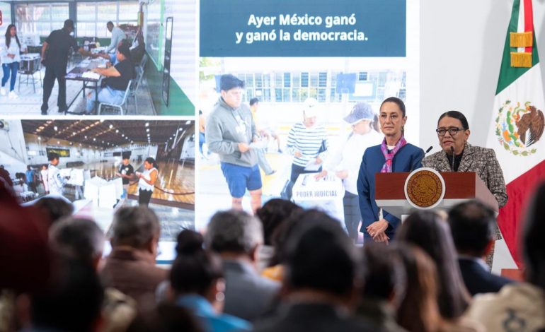 LA ELECCIÓN HISTÓRICA DEL PODER JUDICIAL FUE TODO UN ÉXITO Y PARTICIPARON CERCA DE 13 MILLONES DE MEXICANAS Y MEXICANOS: PRESIDENTA CLAUDIA SHEINBAUM