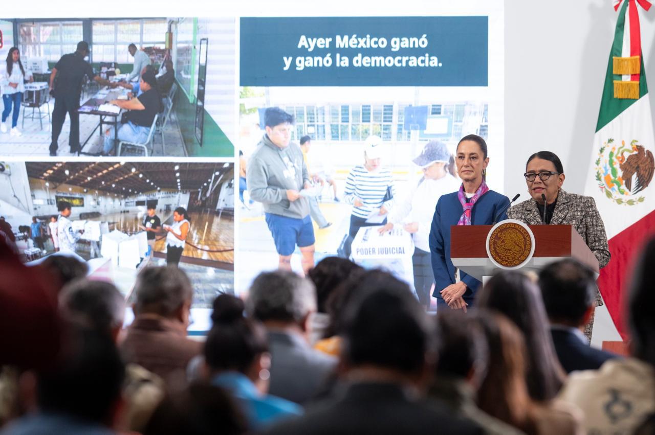 LA ELECCIÓN HISTÓRICA DEL PODER JUDICIAL FUE TODO UN ÉXITO Y PARTICIPARON CERCA DE 13 MILLONES DE MEXICANAS Y MEXICANOS: PRESIDENTA CLAUDIA SHEINBAUM