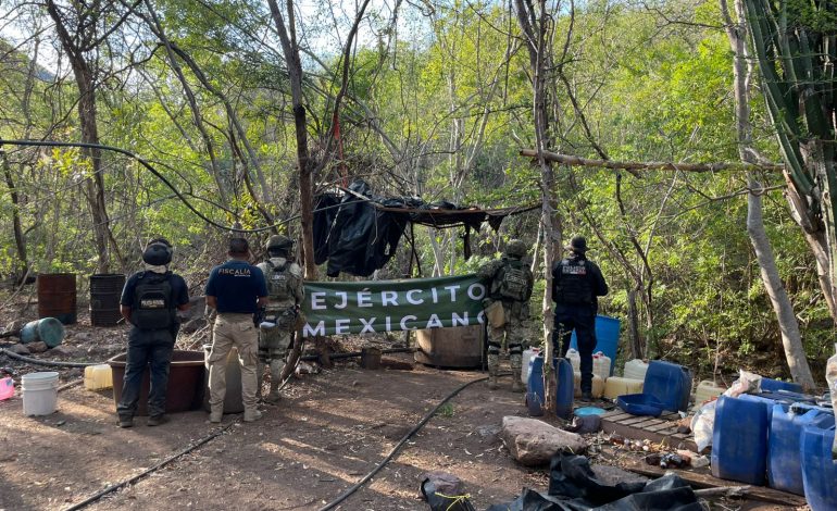 Aseguran laboratorio para la elaboración de metanfetamina en Huetamo: SSP