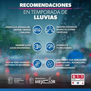 ¡La seguridad vial es primero! evita accidentes en temporada de lluvias: SSP