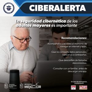 SSP lanza cibertalerta para proteger a adultos mayores de fraudes cibernéticos.