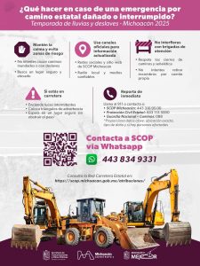 SCOP activa línea para reportar deslaves en carreteras por lluvias.<br>