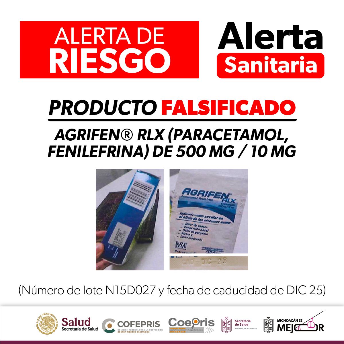 SSM emite alerta sanitaria por producto falsificado Agrifen