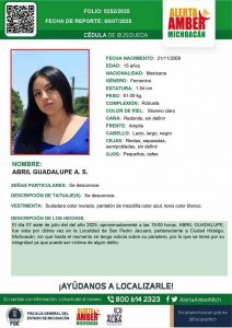 FGE ACTIVA ALERTA AMBER EN MICHOACÁN