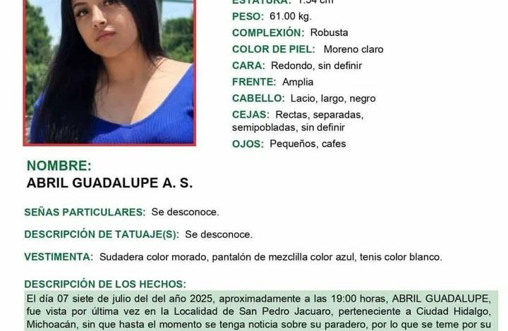 FGE ACTIVA ALERTA AMBER EN MICHOACÁN