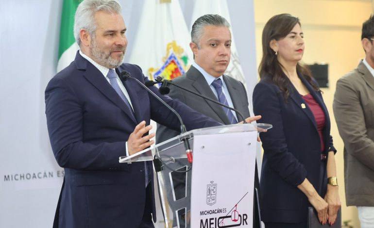 Retoma Federación modelo de Michoacán contra la extorsión: Bedolla.
