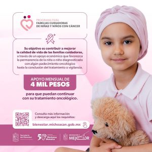 Abiertas las inscripciones al programa del Bienestar para niñas y niños con cáncer.