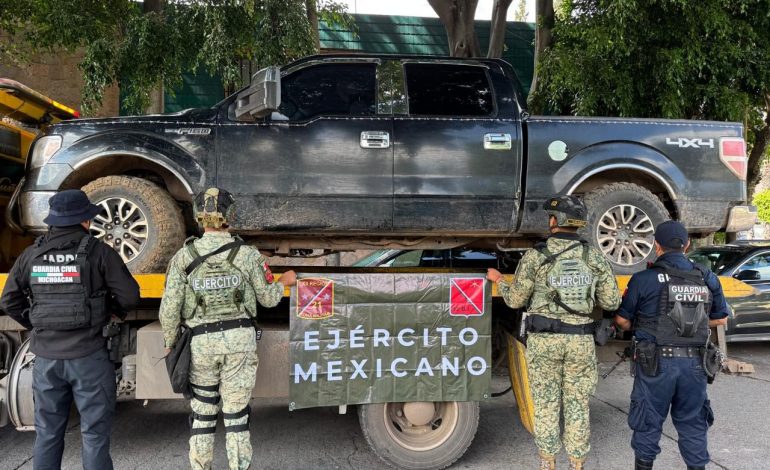 SSP y Defensa decomisan arma, municiones y vehículos en Hidalgo