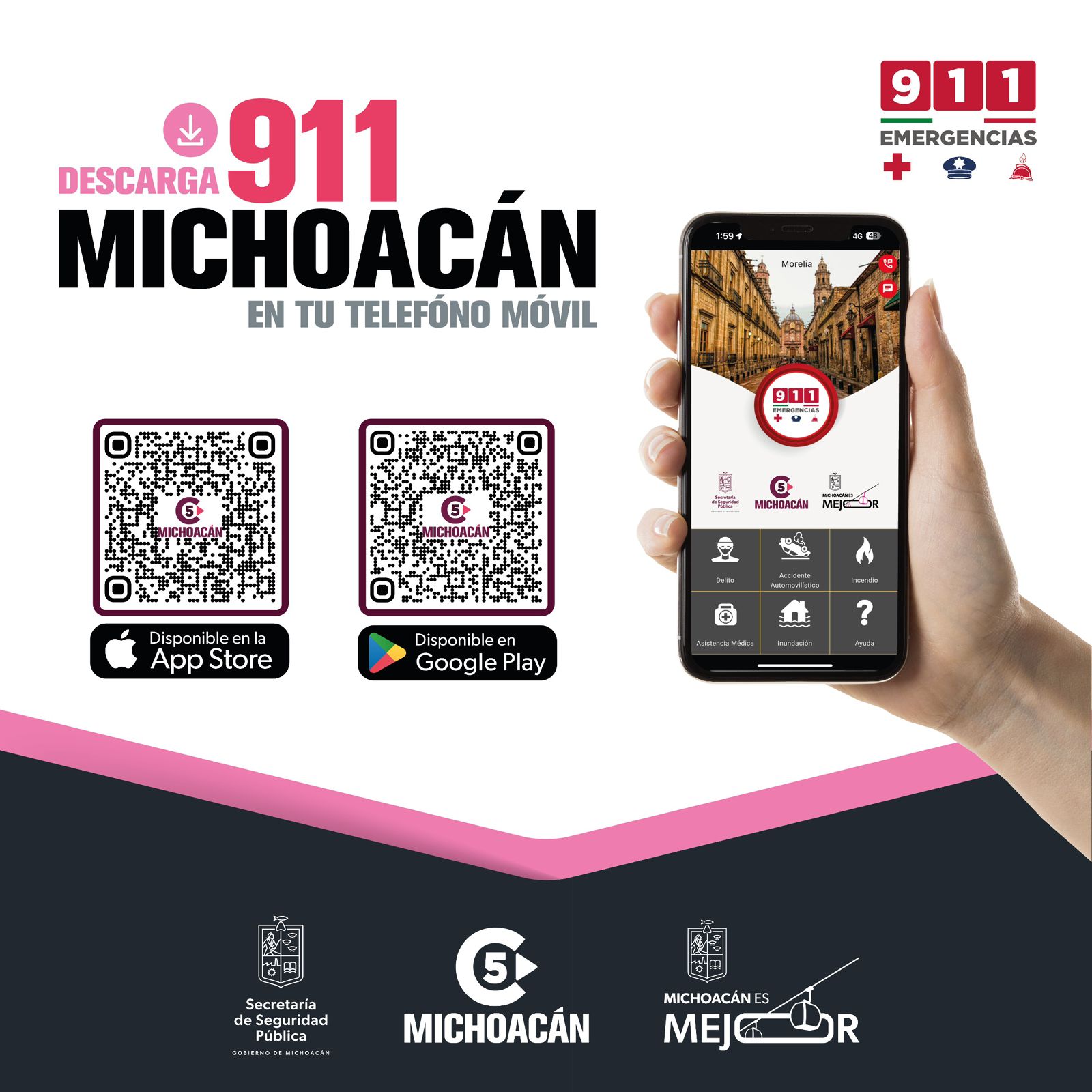 Gobierno de Michoacán lanza nueva app 911, multilingüe y accesible para todos