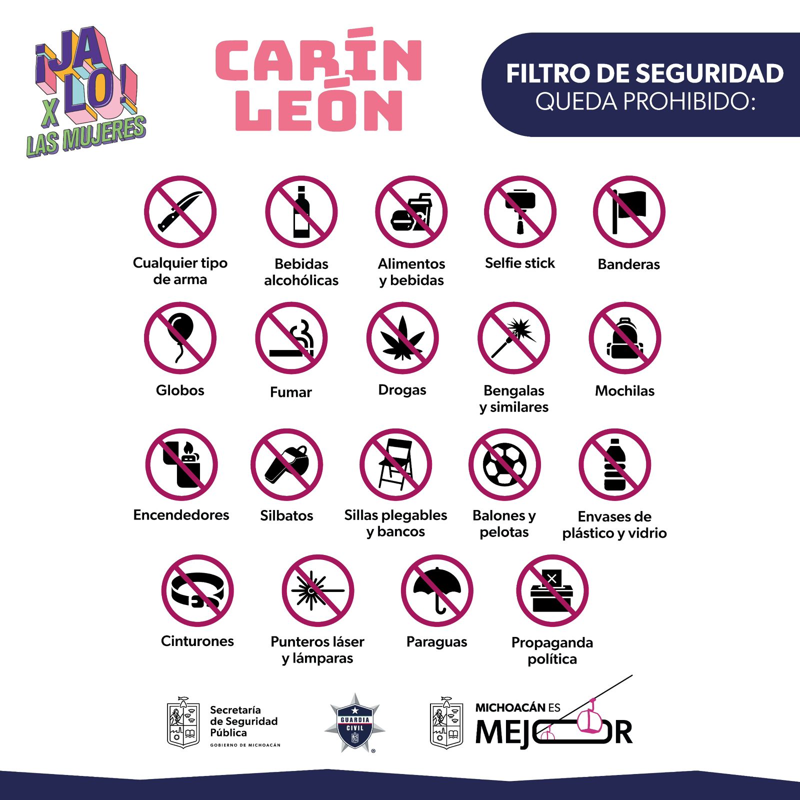 Conoce la lista de objetos que no podrás ingresar al concierto de Carín León