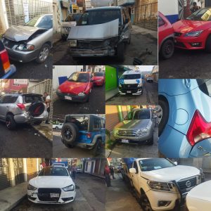 Choque múltiple deja tres heridos y un detenido en Ciudad Hidalgo.