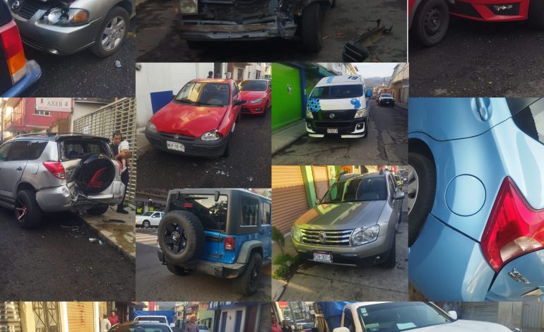 Choque múltiple deja tres heridos y un detenido en Ciudad Hidalgo.