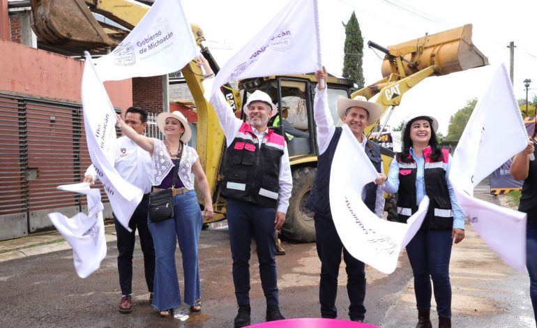 Arranca Bedolla rehabilitación de espacio público y calle en Uruapan.
