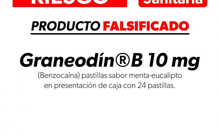 Alerta SSM sobre falsificación de medicamento Graneodín®️B 10 mg