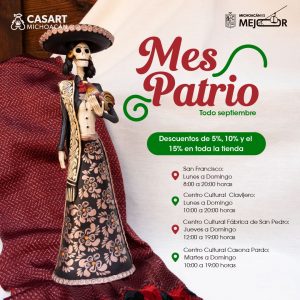 ¡Celebra el mes Patrio con grandes descuentos en Casart! Hasta 15% en todas las artesanías