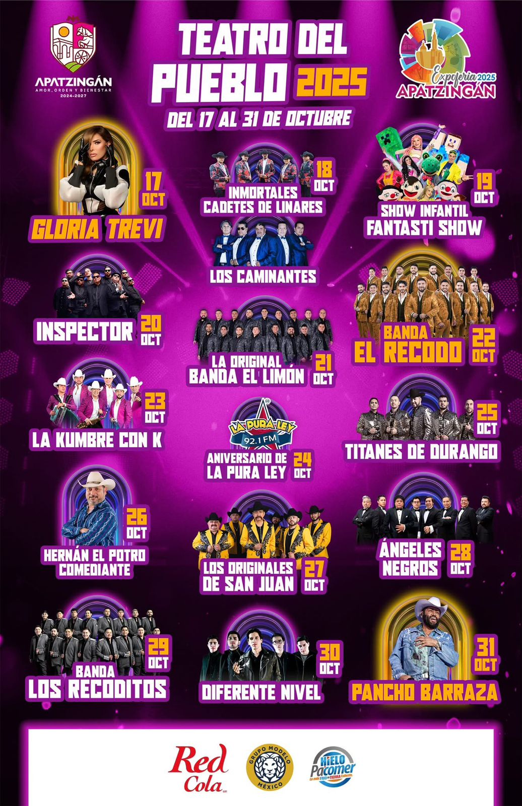 Gloria Trevi y Pancho Barraza llegarán a la Expo Feria Octubrina de Apatzingán