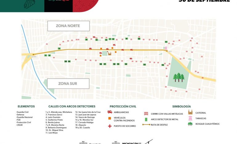 Habrá 20 accesos para el desfile del 30 de septiembre en Morelia: SSP