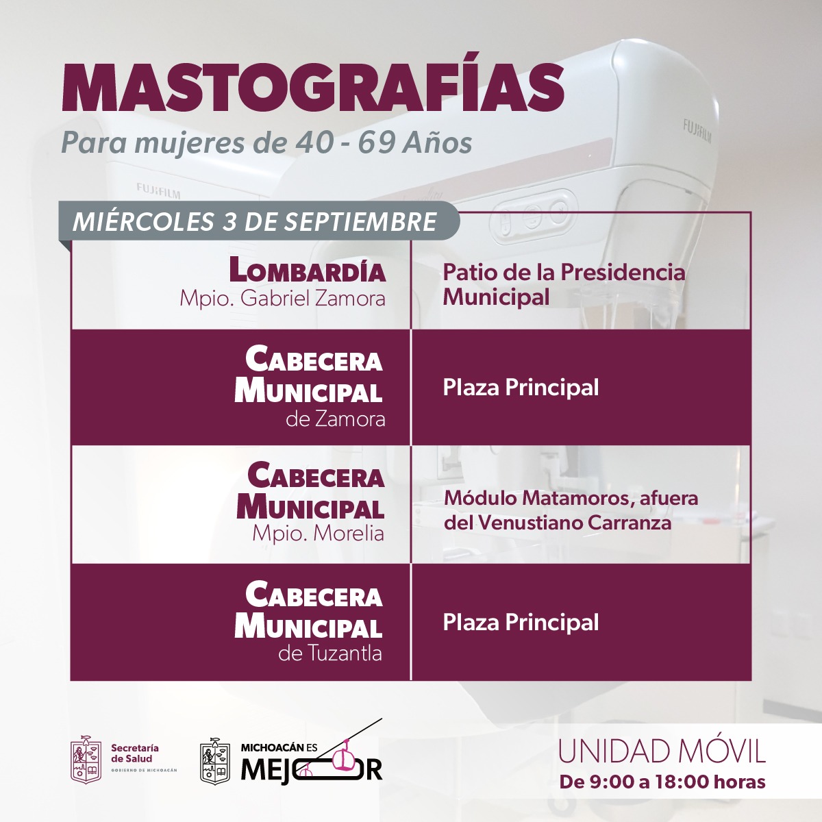 La prevención salva vidas, unidades de mastografías llegan a 5 municipios: SSM