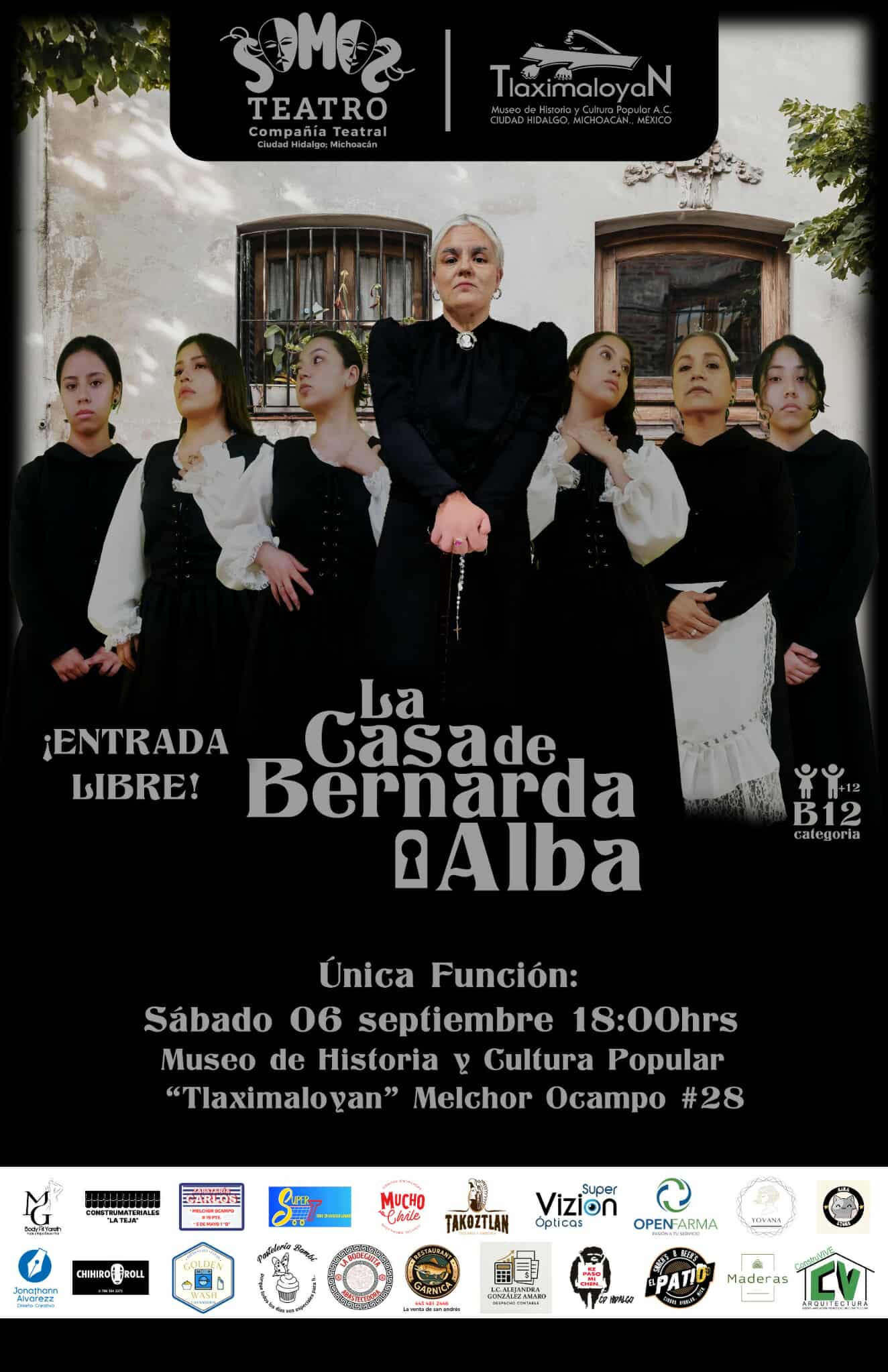 «La casa de Bernarda Alba» regresa para una función especial y gratuita en el Museo Tlaximaloyan