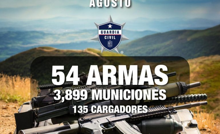 SSP decomisó 54 armas de fuego en Michoacán durante agosto.