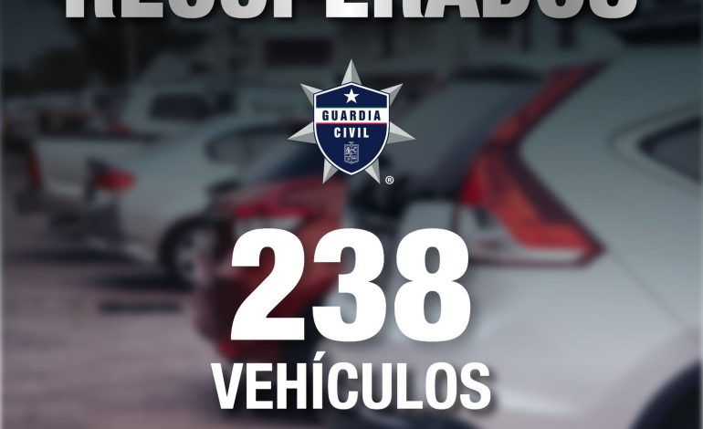 Durante agosto, 238 vehículos recuperados: SSP.