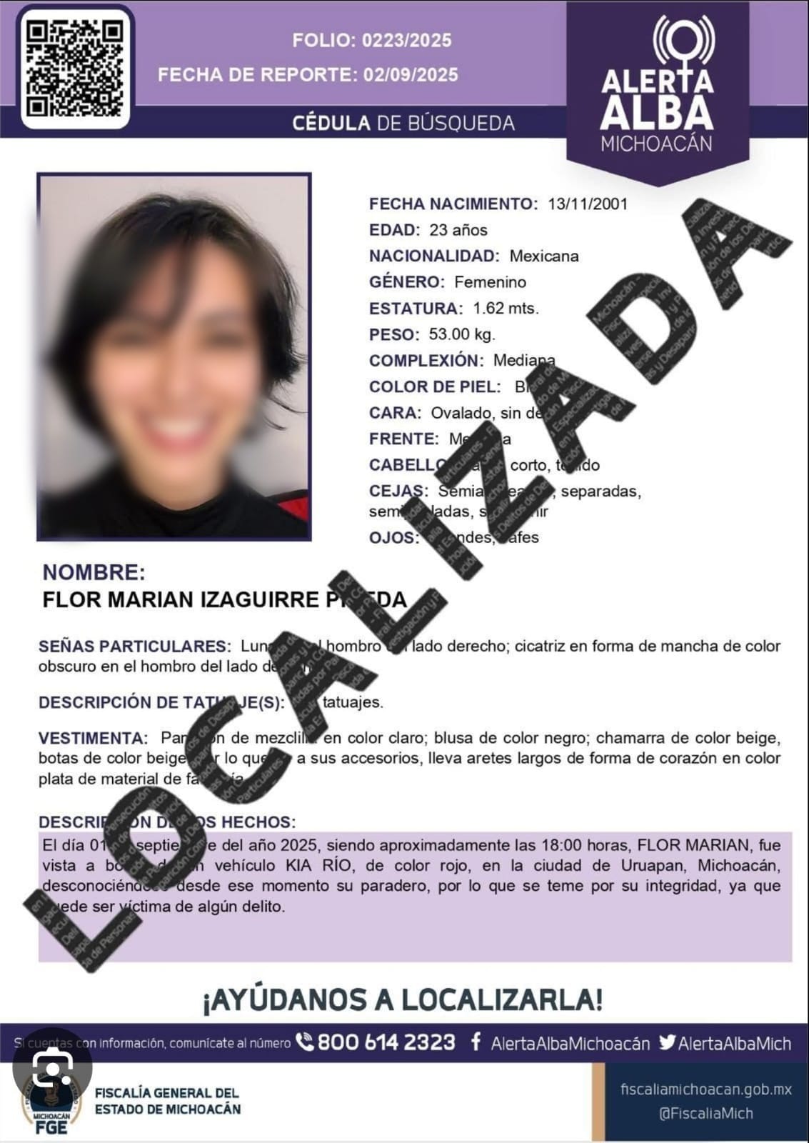 Fiscalía aplica protocolo de donación de órganos de joven originaria de Uruapan
