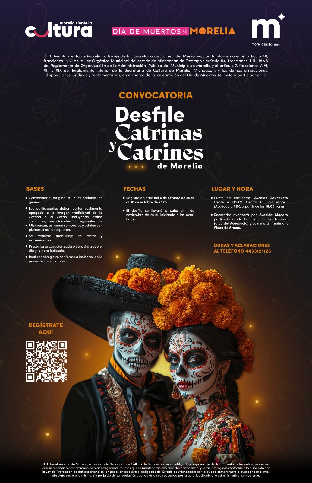 Presenta Gobierno de Morelia convocatoria para Desfile de Catrinas y Catrines