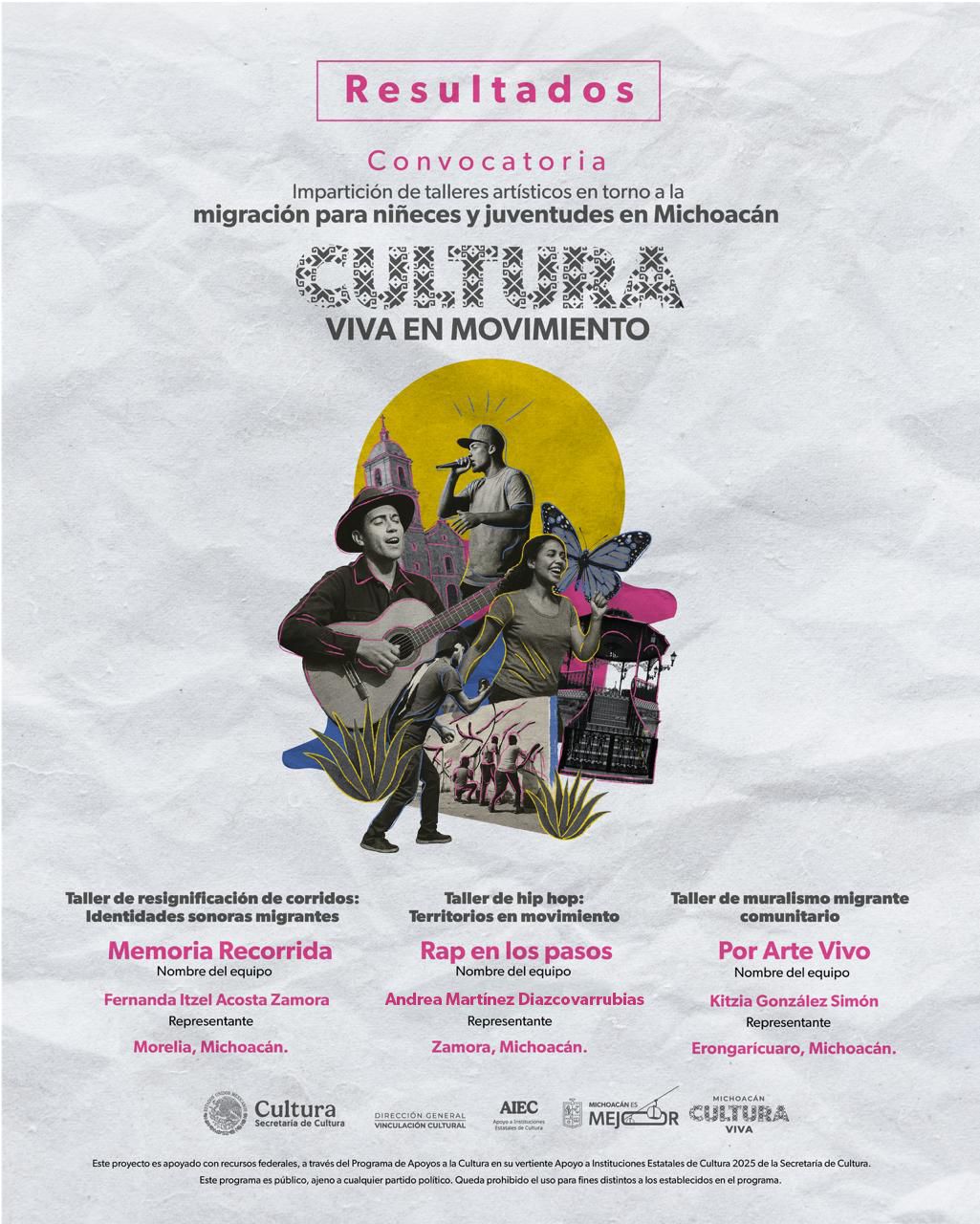 Anuncia Secum ganadores de la convocatoria “Cultura Viva en Movimiento”