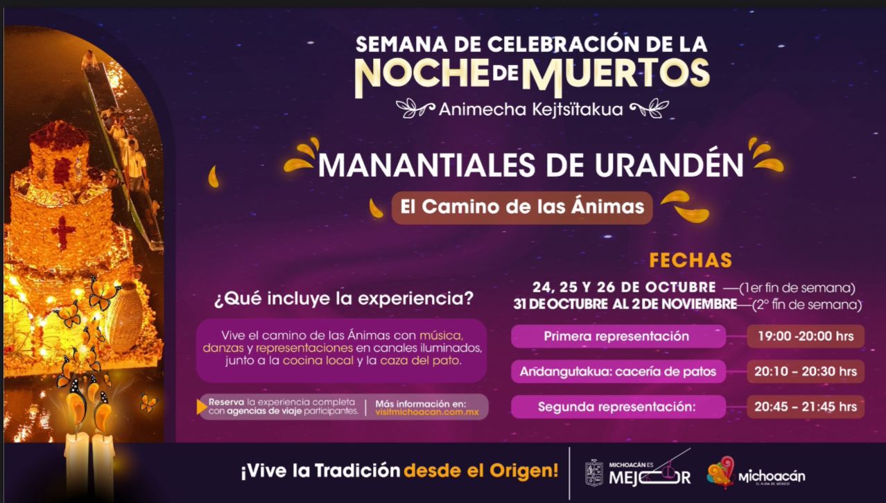 Urandén da inicio a la celebración de Noche de Muertos con la mágica iluminación de sus canales