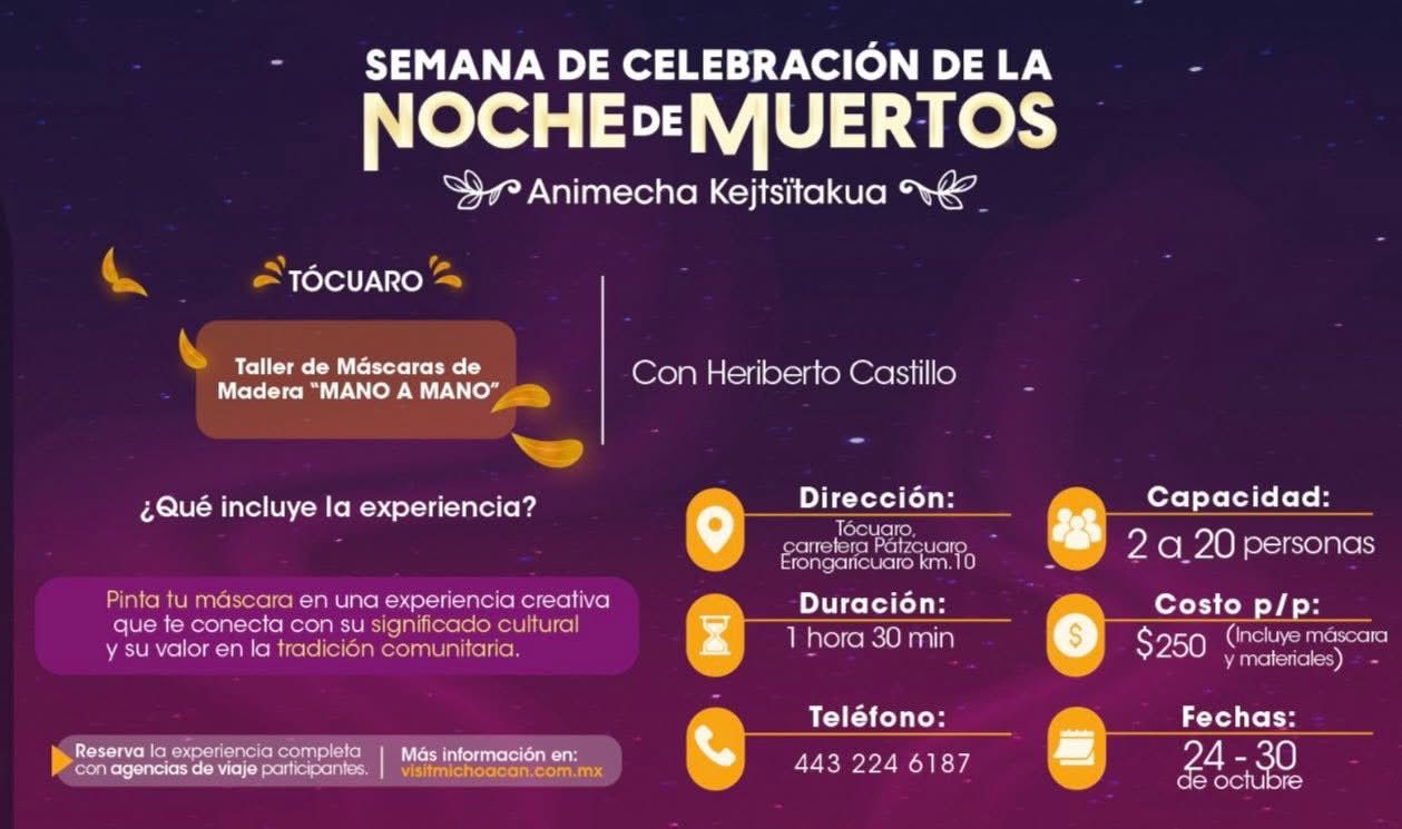 Conviértete en artista por un día con el taller de máscaras de madera en Tócuaro: Sectur