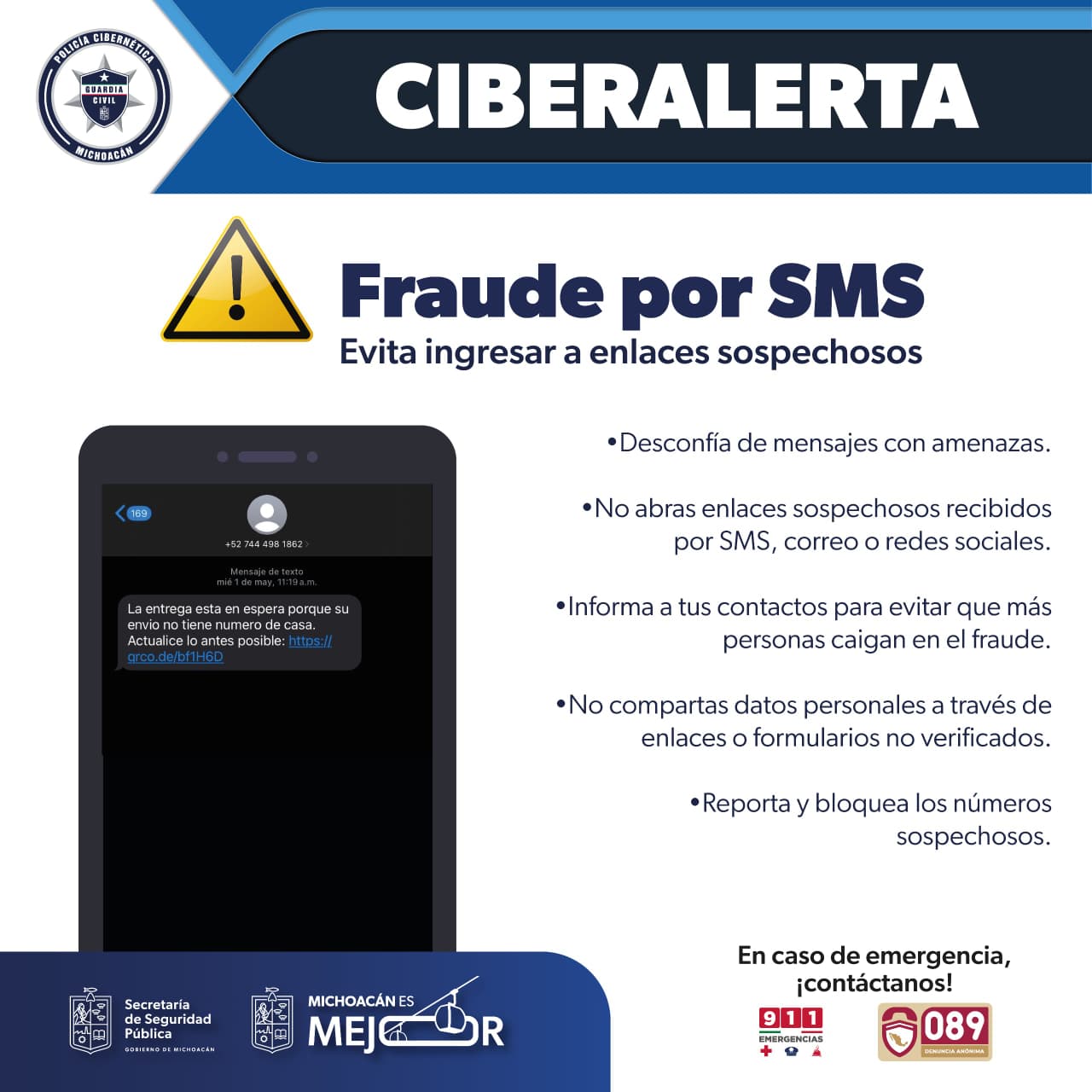¡Cuidado! Alerta por fraude en links dentro de mensajes de texto: SSP
