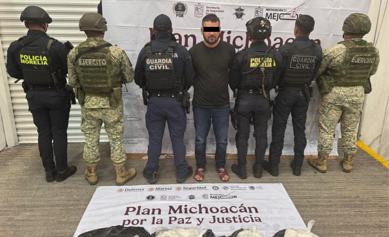 Asegurados 50 kg de droga y detienen a un implicado en Morelia: SSP