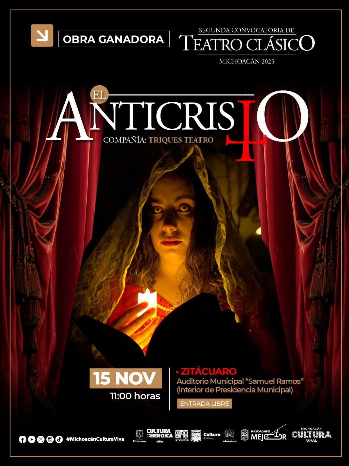 Secum presentará obra “El Anticristo” en Zitácuaro