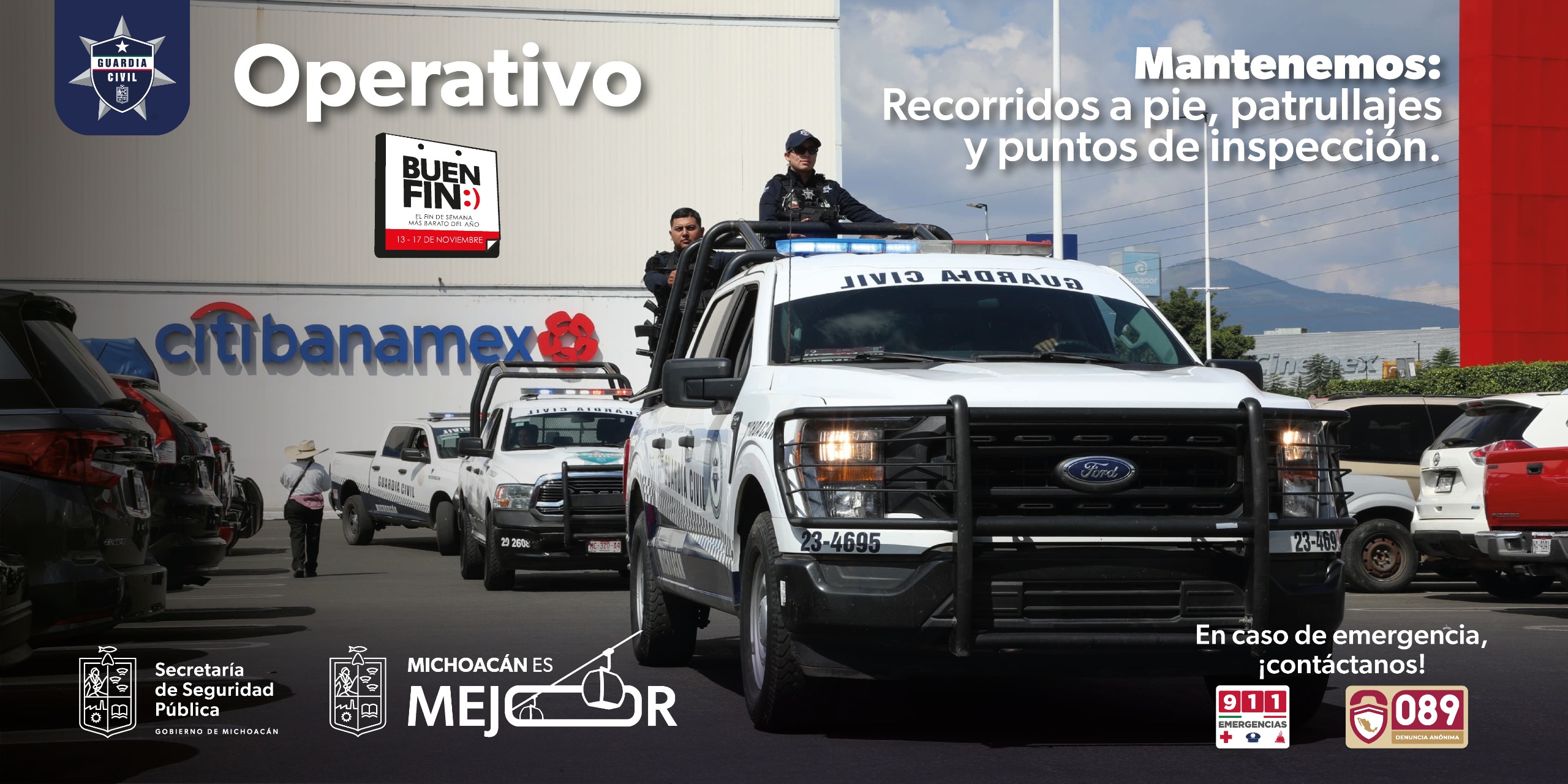 Listo dispositivo de vigilancia para disfrutar de un Buen Fin seguro: SSP