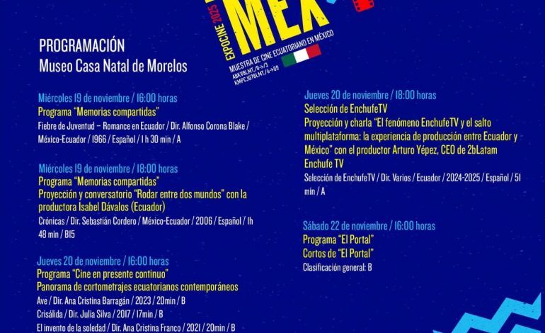 Ciclo de cine ecuatoriano y mexicano a partir de hoy en Casa Natal de Morelos: Secum