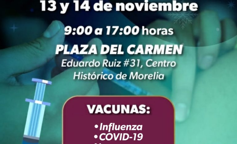 Instala SSM mega centro de vacunación en plaza del Carmen de Morelia
