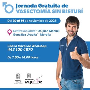 SSM realizará vasectomías sin bisturí gratuitas en Morelia