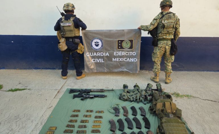 SSP y Defensa aseguran dos armas largas y más de 200 cartuchos en Buenavista