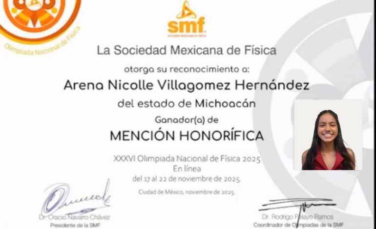 Alumna del Cecytem Guacamayas reconocida en olimpiada nacional de física