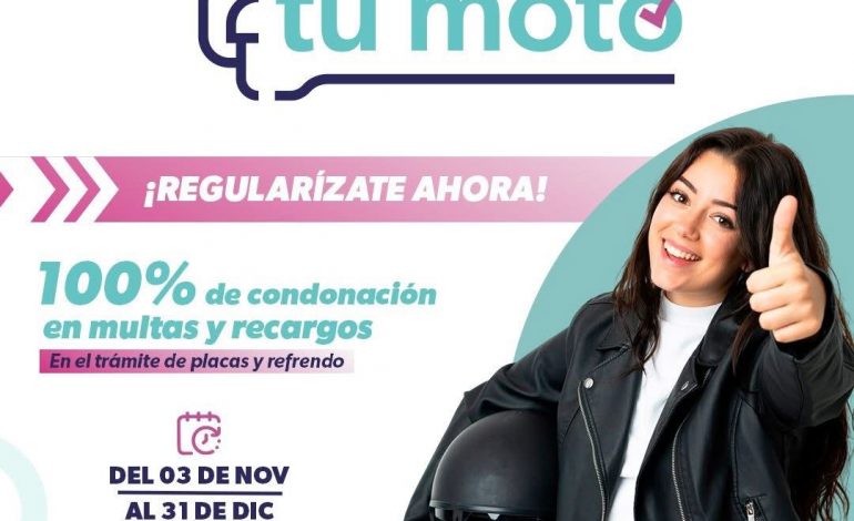 Oportunidad para que la ciudadanía regularice sus motocicletas sin multas: Luis Navarro.