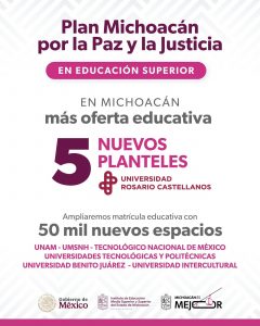 Con Plan Michoacán, 5 nuevas universidades Rosario Castellanos: Iemsysem.